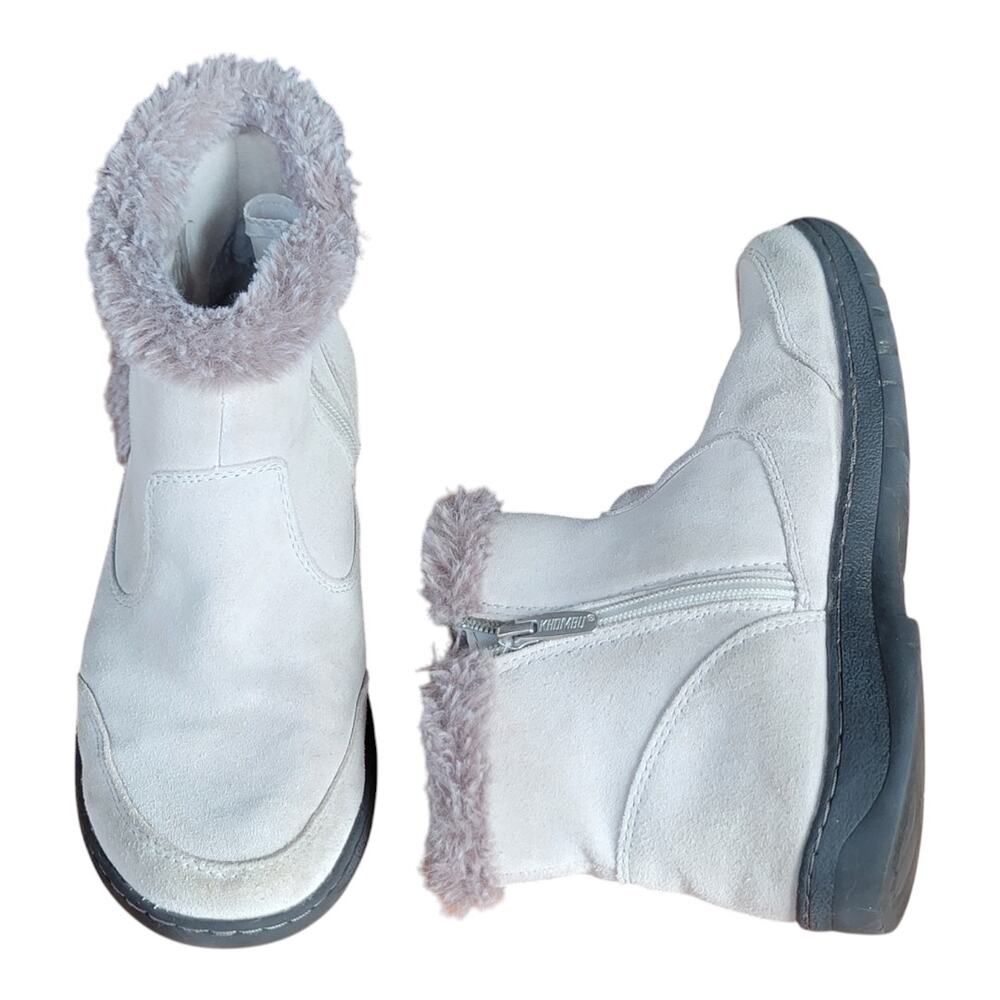 Khombu Iris Winter Snow Boots Side Zip White Suede Women's US 9
